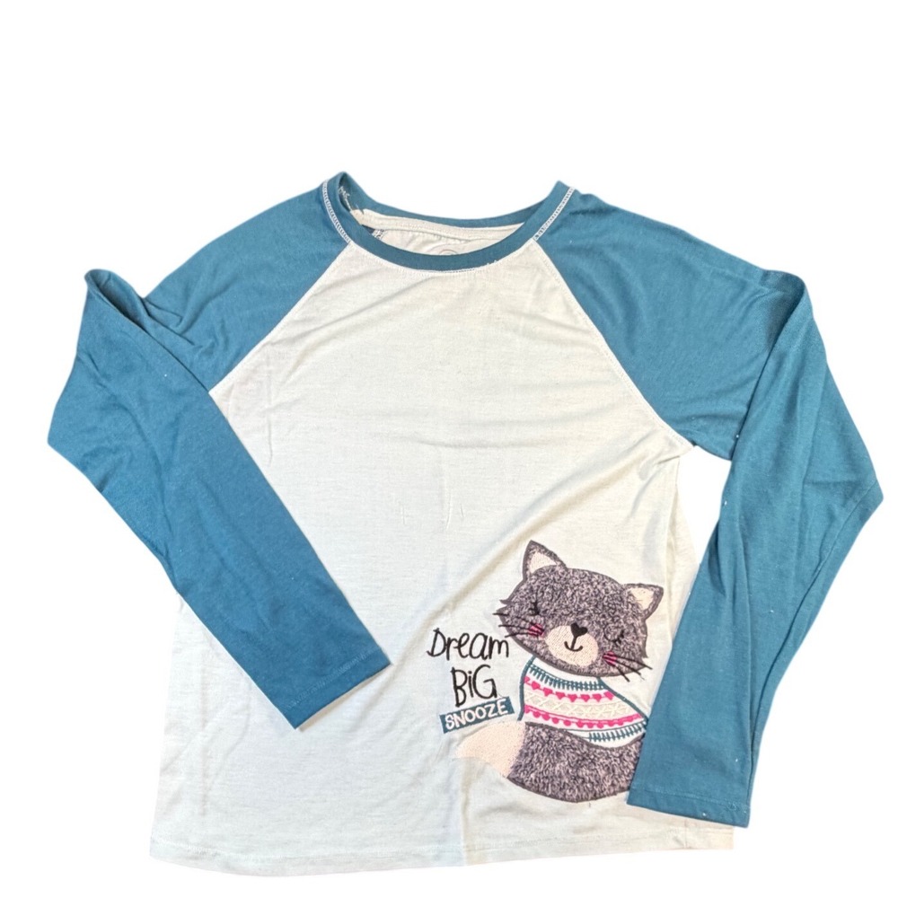 Wonder Nation Kids XL 14-16 Cat Pajama‎ Top Dream Big Snooze Raglan Sleep J6